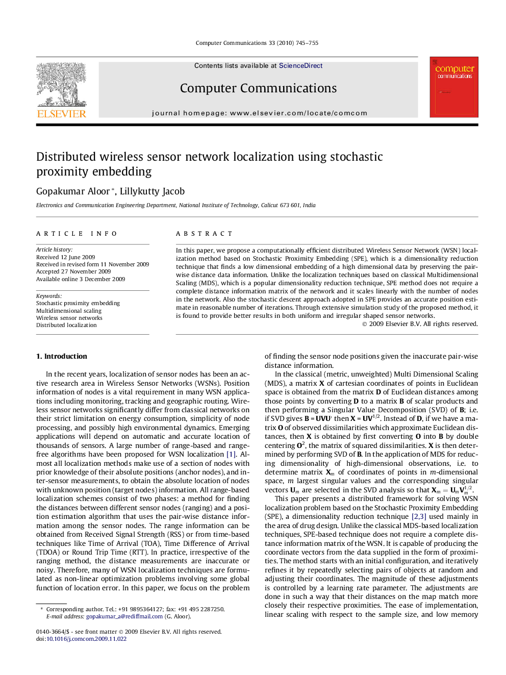 Distributed wireless sensor network localization using stochastic proximity embedding