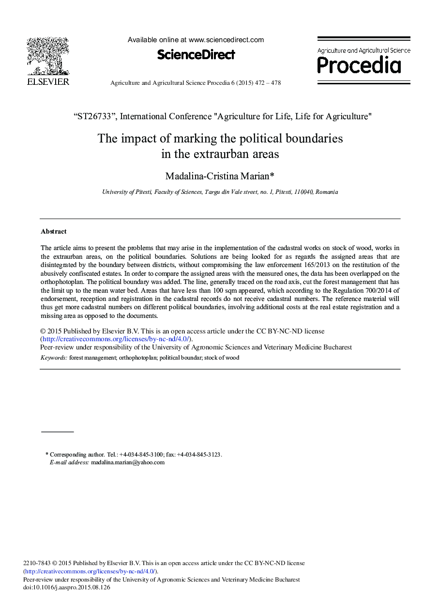 The Impact of Marking the Political Boundaries in the Extraurban Areas 