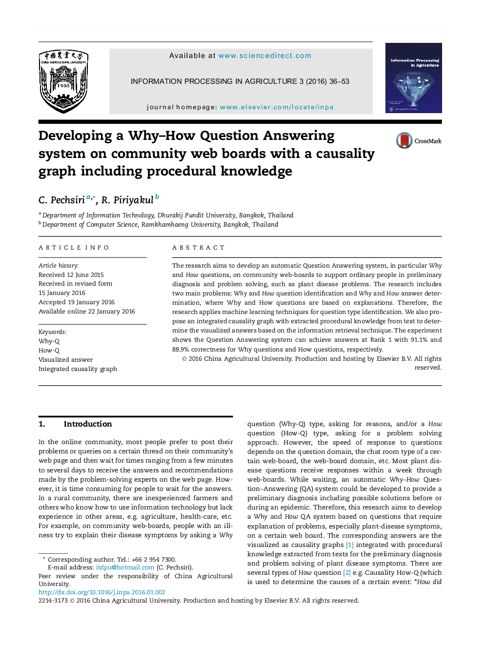 Developing a Why–How Question Answering system on community web boards with a causality graph including procedural knowledge 