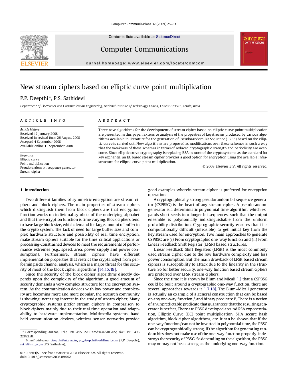 New stream ciphers based on elliptic curve point multiplication