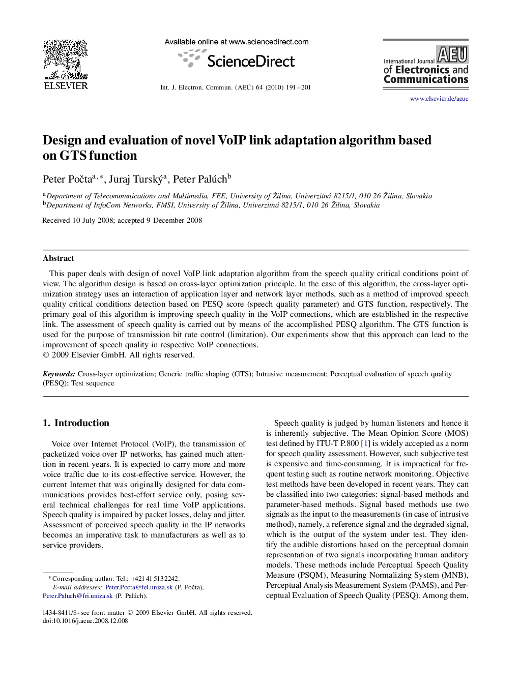 Design and evaluation of novel VoIP link adaptation algorithm based on GTS function