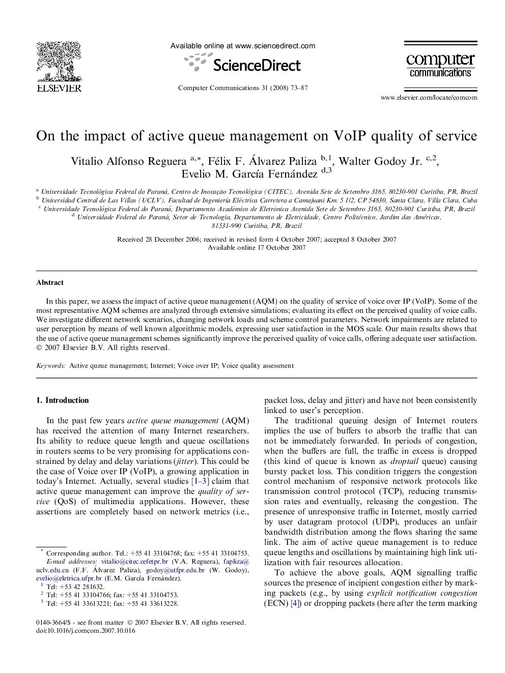 On the impact of active queue management on VoIP quality of service