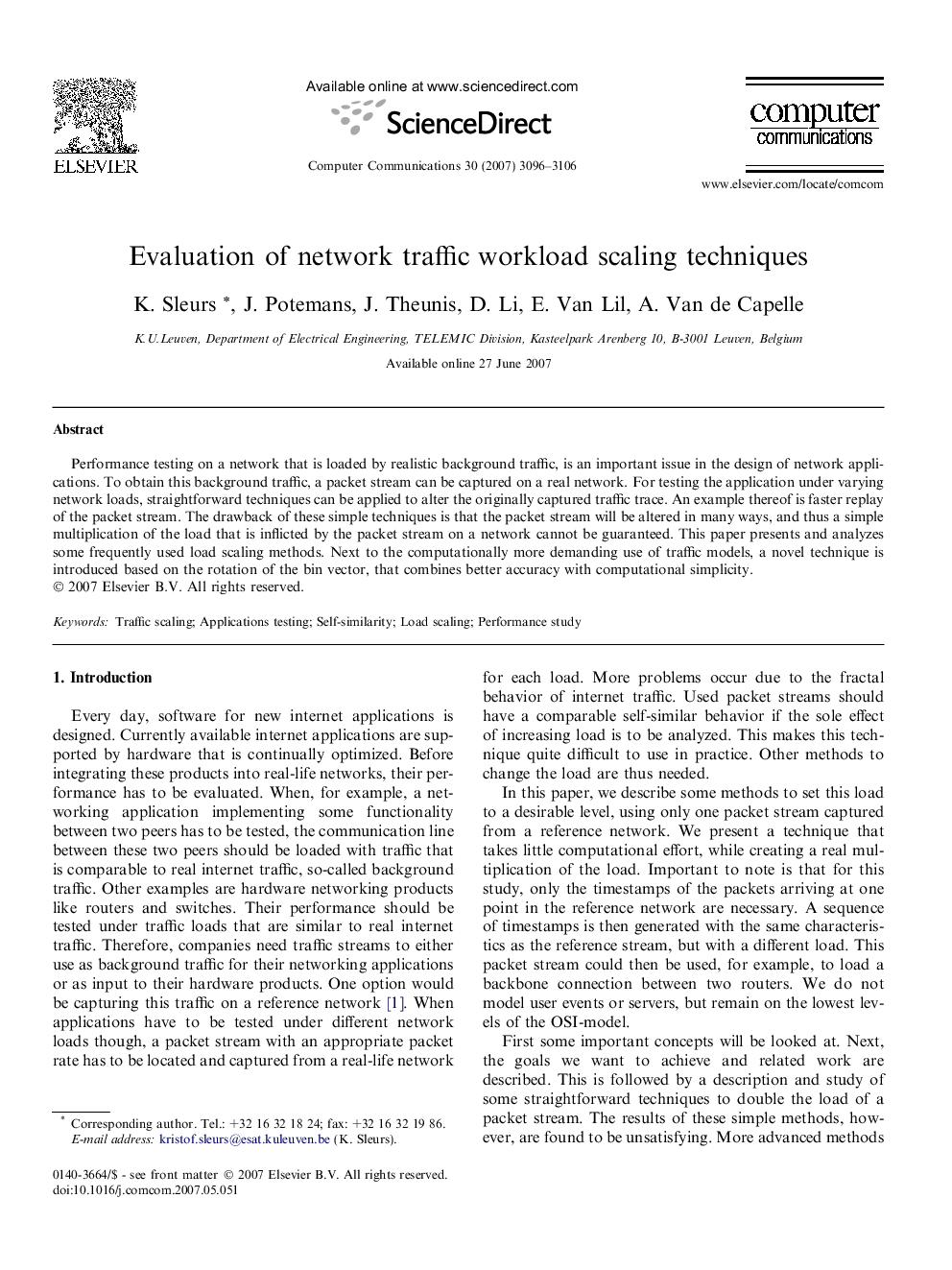 Evaluation of network traffic workload scaling techniques