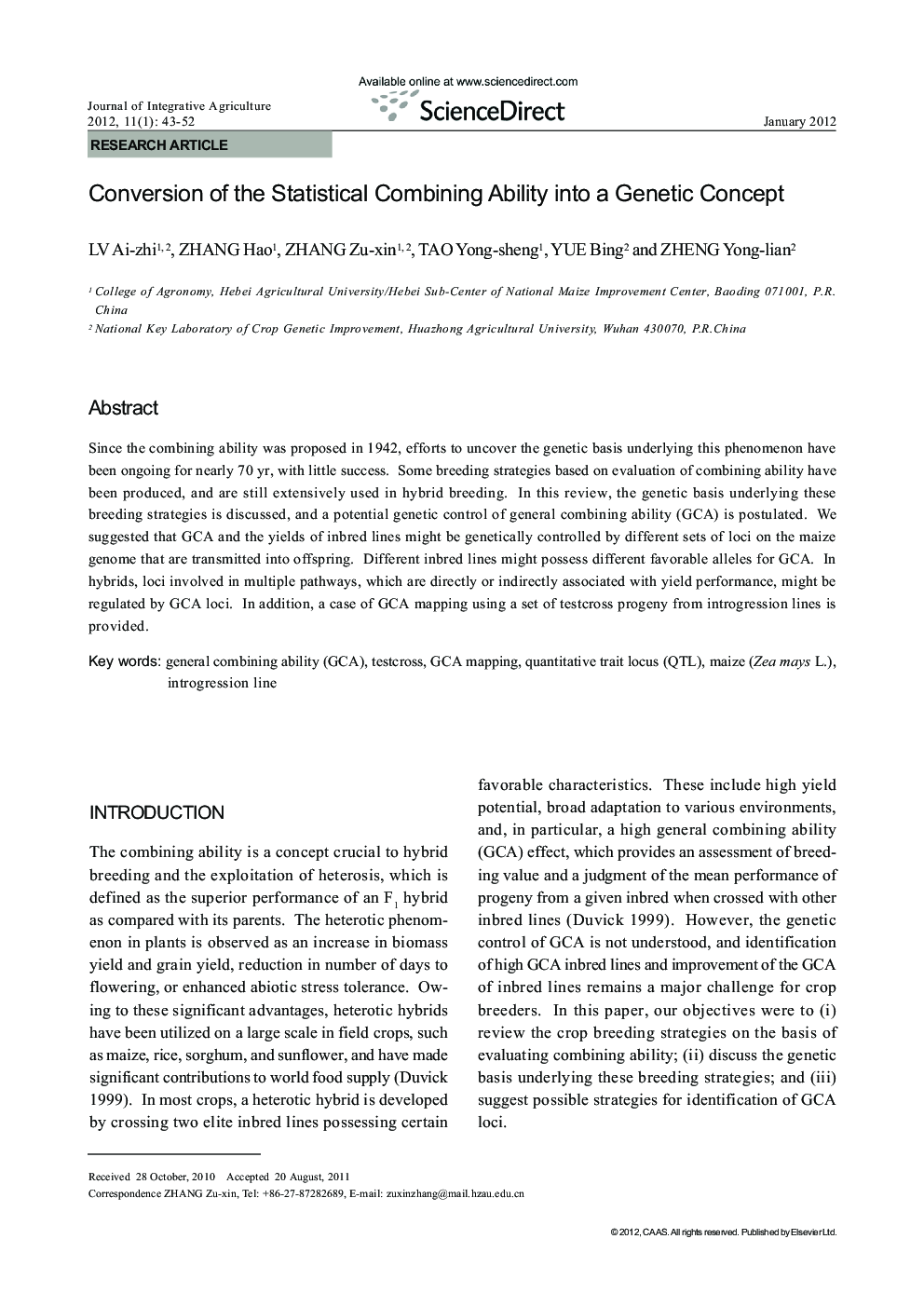 Conversion of the Statistical Combining Ability into a Genetic Concept