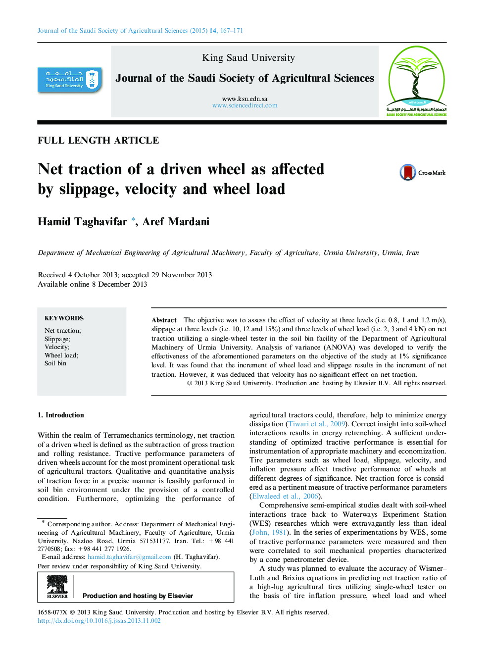 Net traction of a driven wheel as affected by slippage, velocity and wheel load 