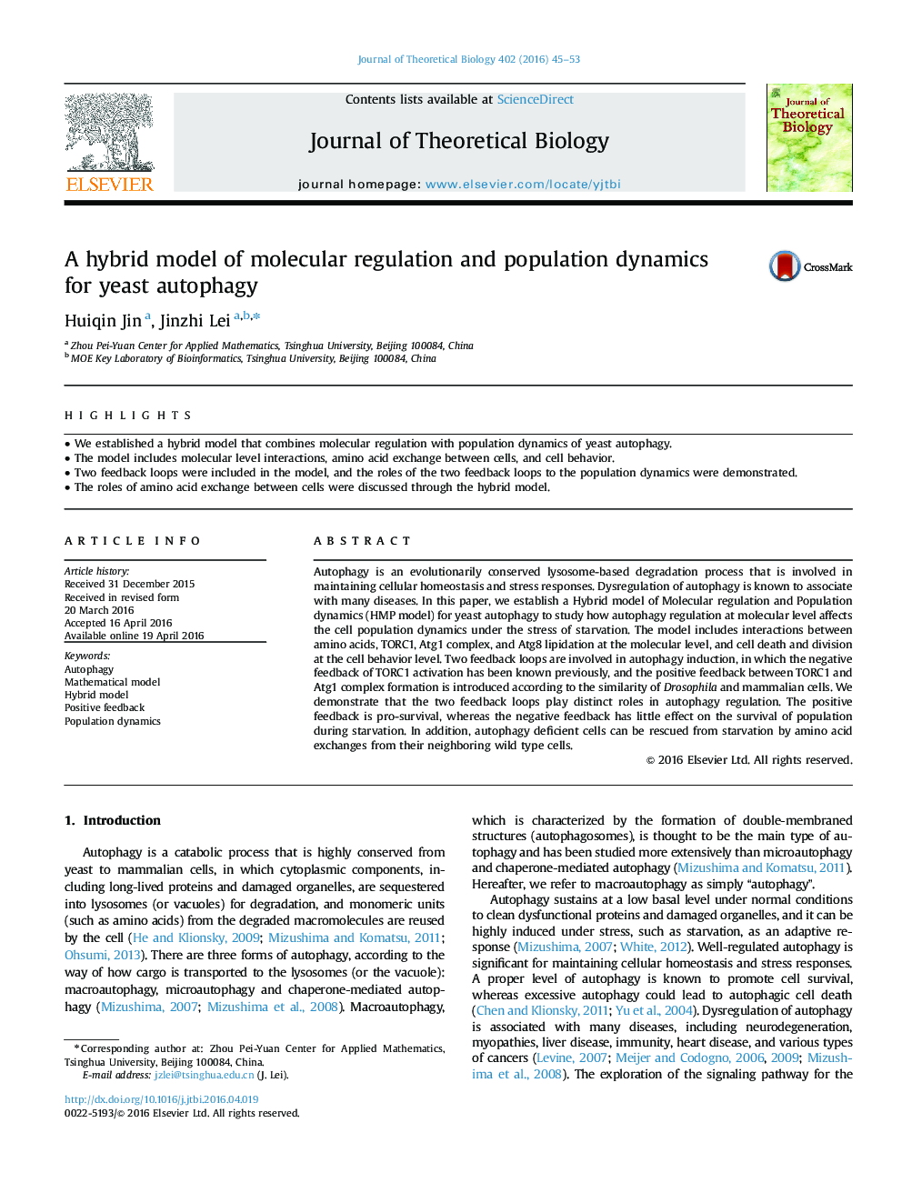 A hybrid model of molecular regulation and population dynamics for yeast autophagy