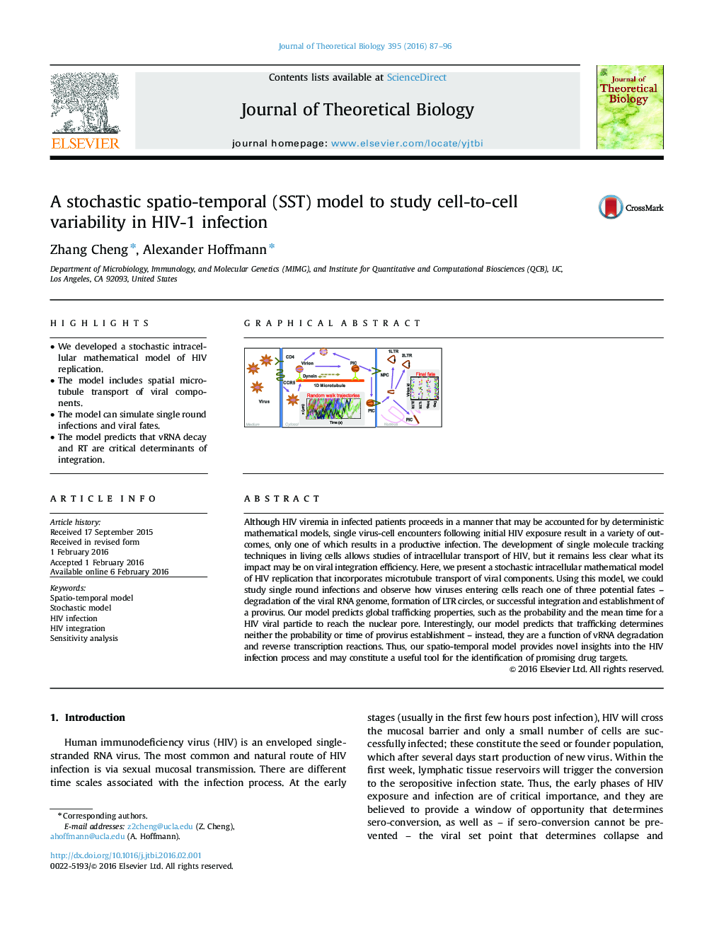 A stochastic spatio-temporal (SST) model to study cell-to-cell variability in HIV-1 infection