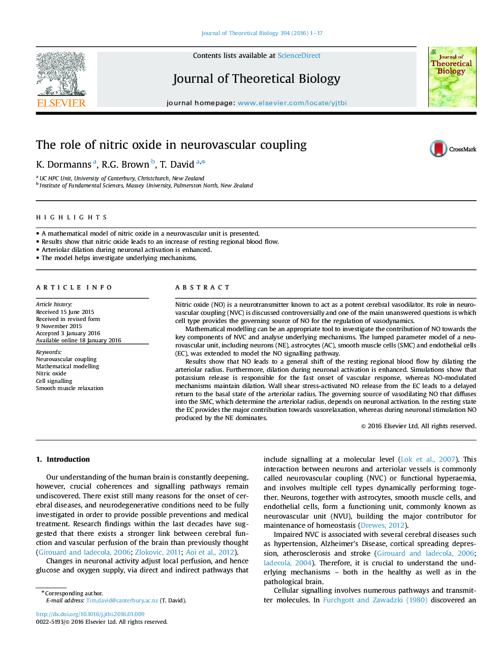 The role of nitric oxide in neurovascular coupling