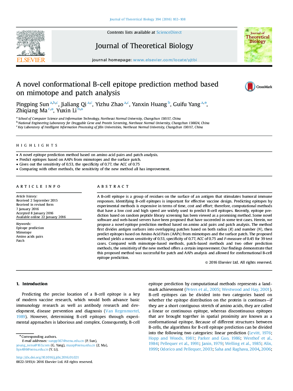 A novel conformational B-cell epitope prediction method based on mimotope and patch analysis