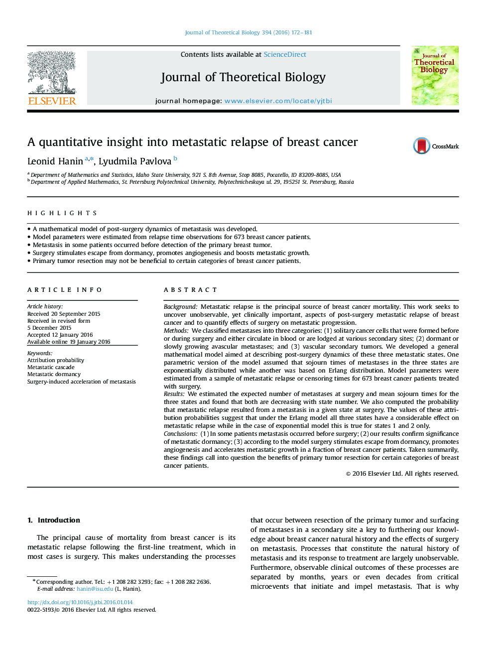 A quantitative insight into metastatic relapse of breast cancer