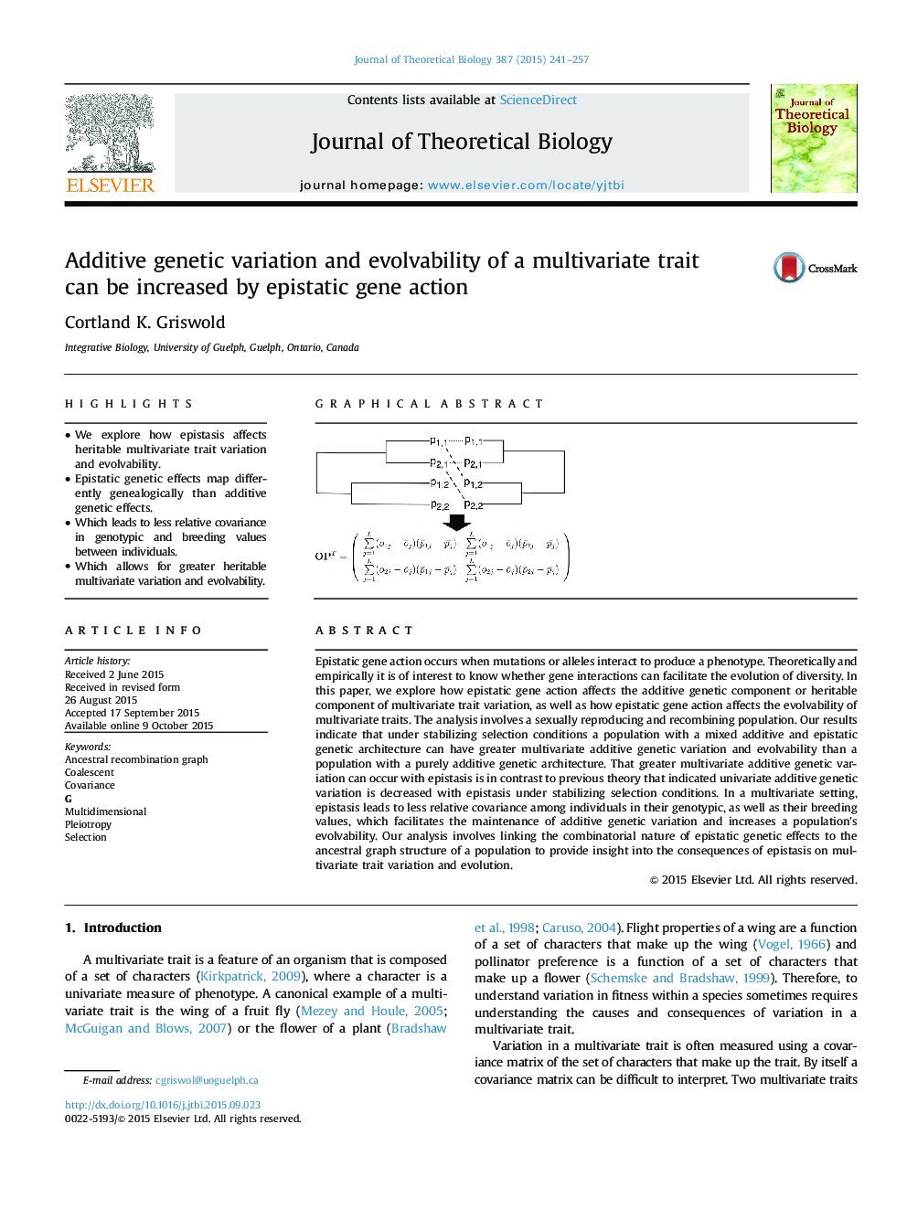 Additive genetic variation and evolvability of a multivariate trait can be increased by epistatic gene action