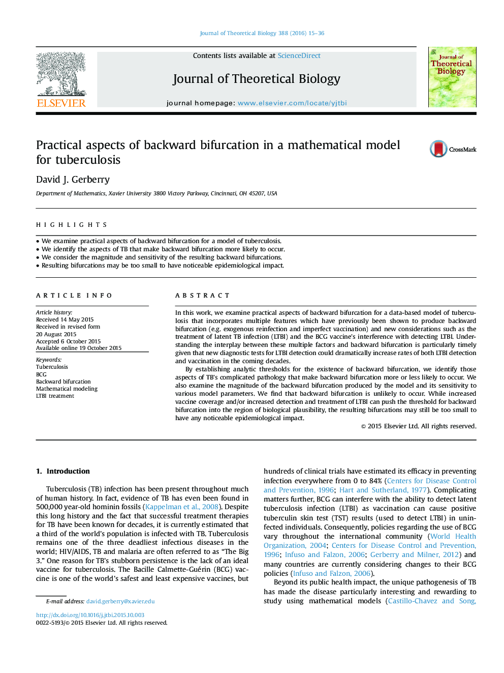 Practical aspects of backward bifurcation in a mathematical model for tuberculosis