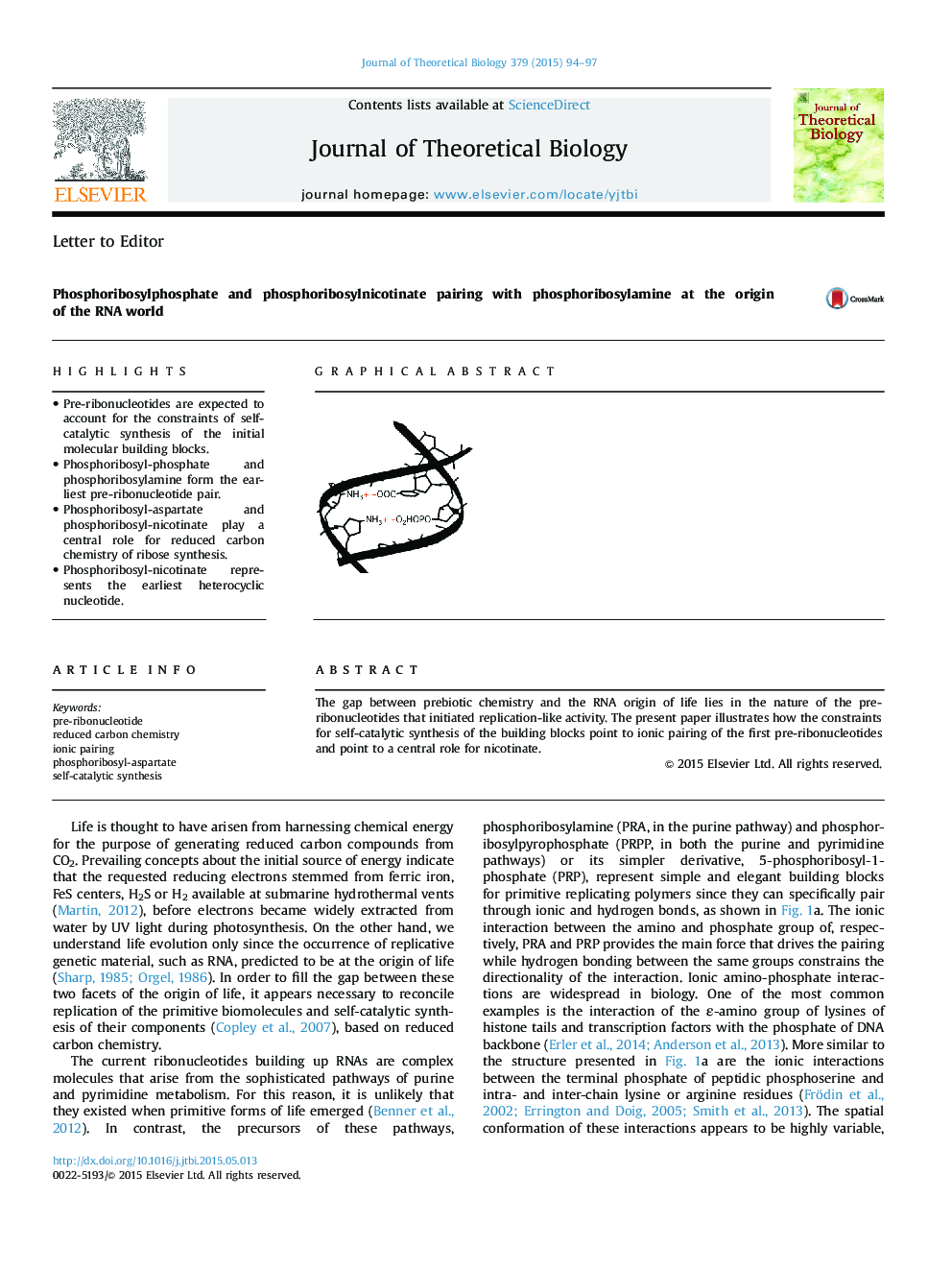 Phosphoribosylphosphate and phosphoribosylnicotinate pairing with phosphoribosylamine at the origin of the RNA world