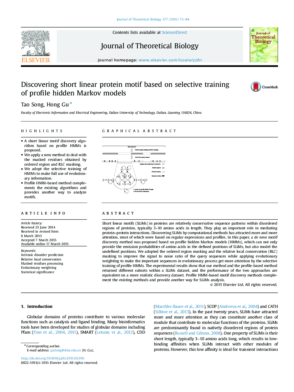 Discovering short linear protein motif based on selective training of profile hidden Markov models