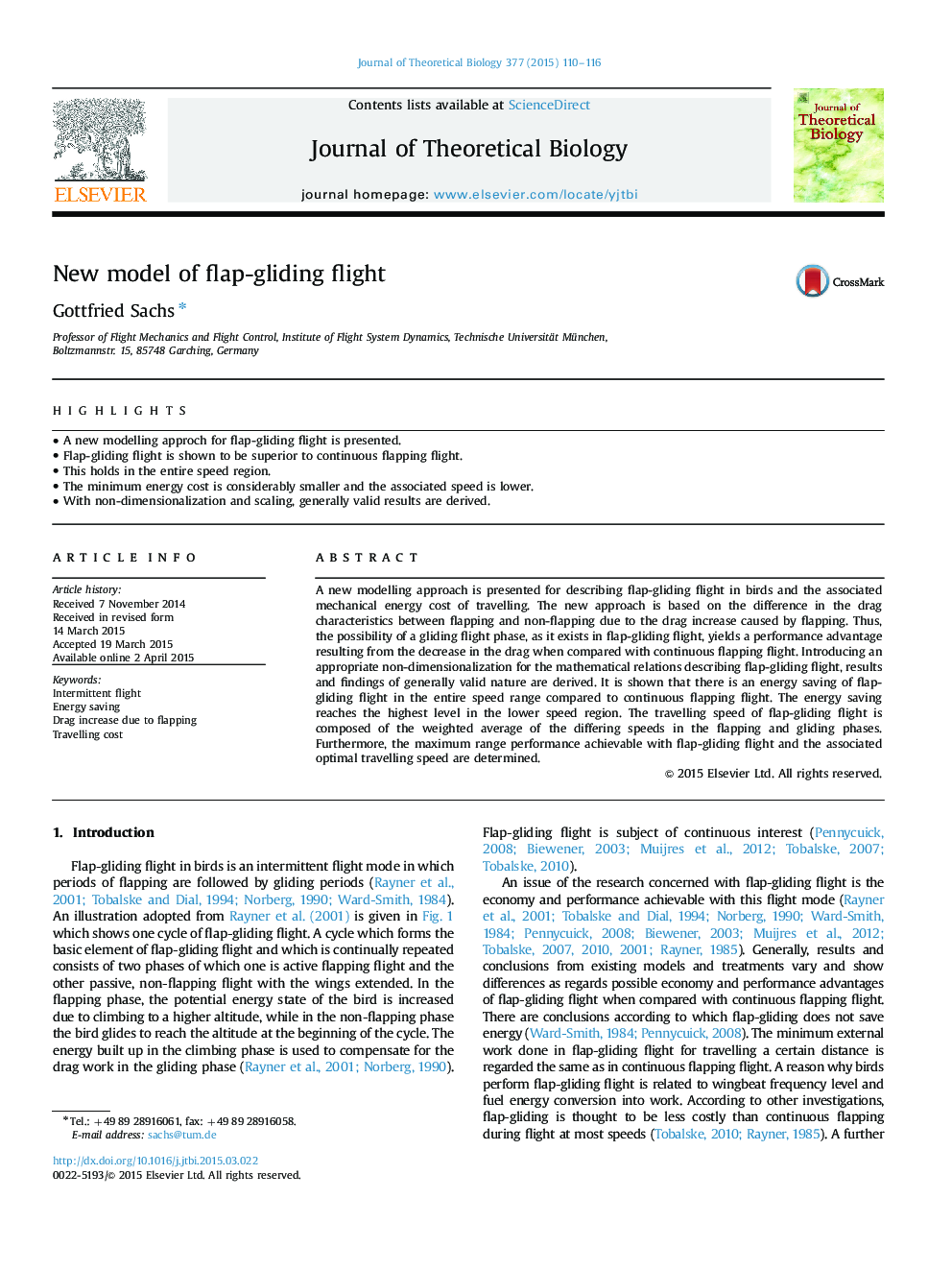 New model of flap-gliding flight