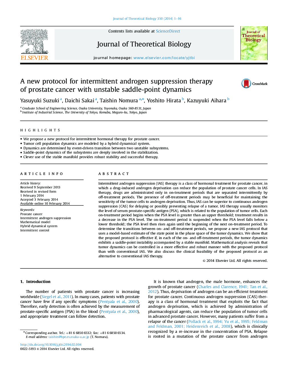 A new protocol for intermittent androgen suppression therapy of prostate cancer with unstable saddle-point dynamics