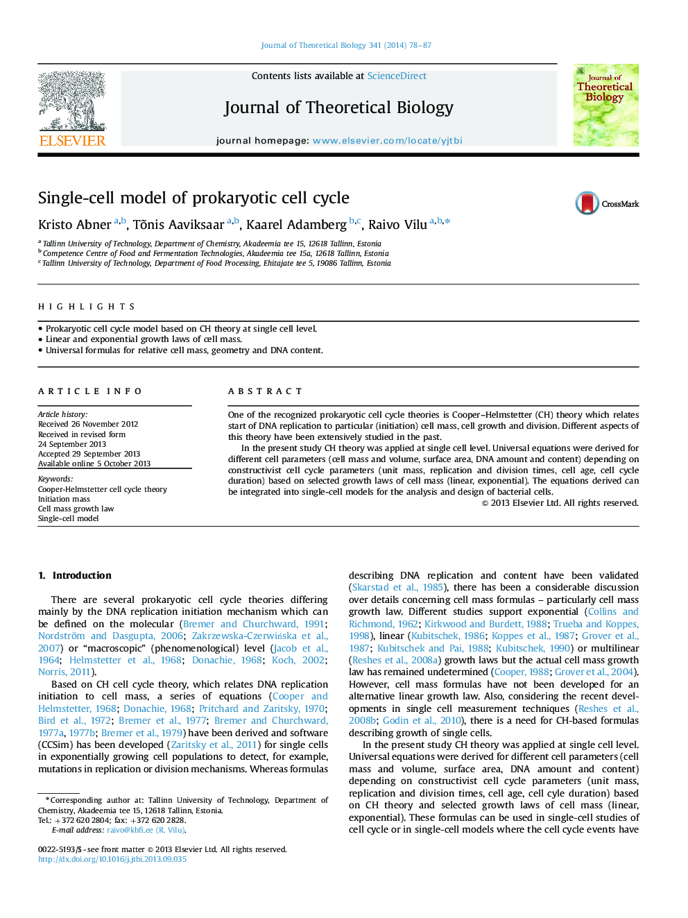 Single-cell model of prokaryotic cell cycle