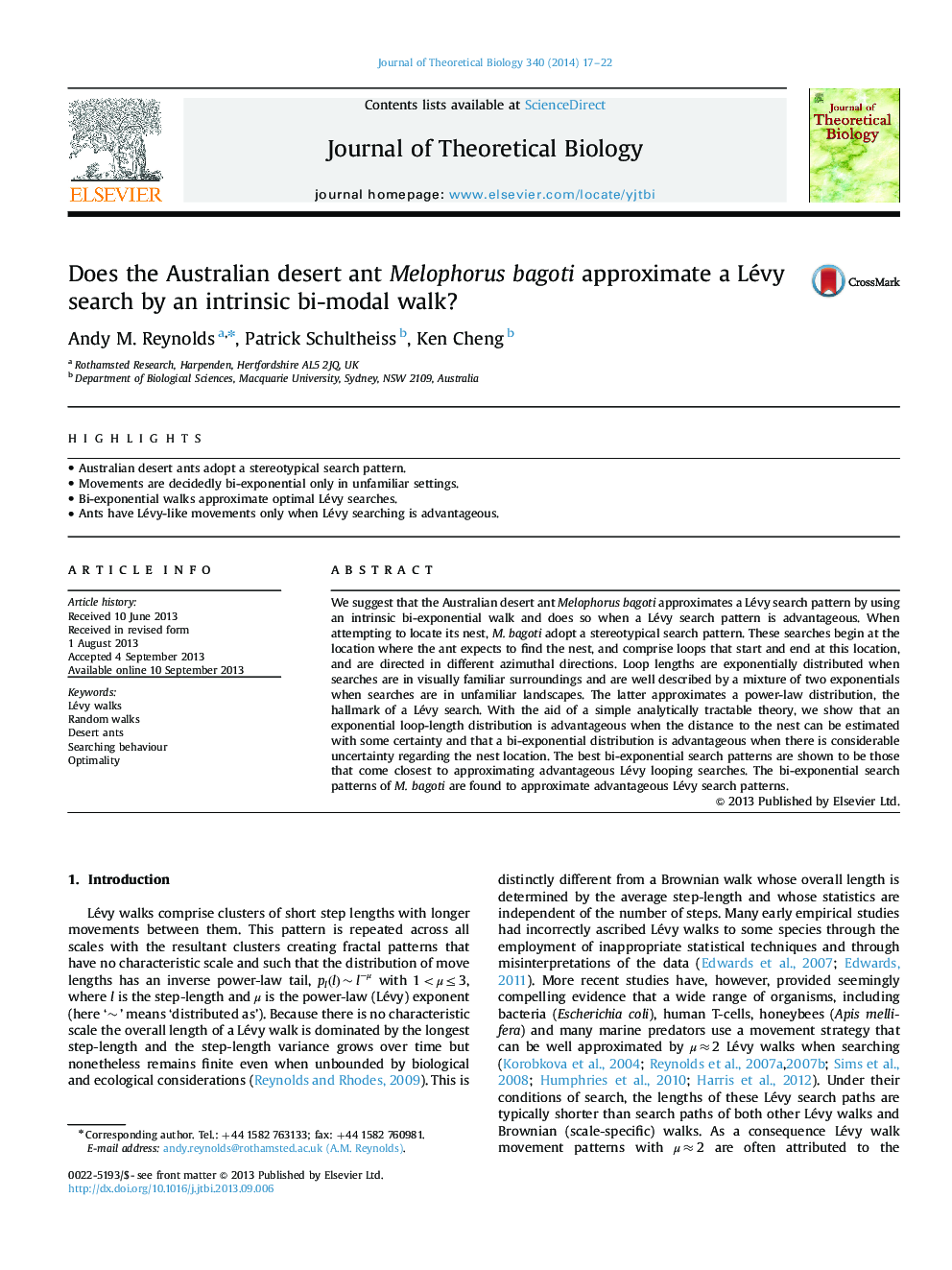 Does the Australian desert ant Melophorus bagoti approximate a Lévy search by an intrinsic bi-modal walk?