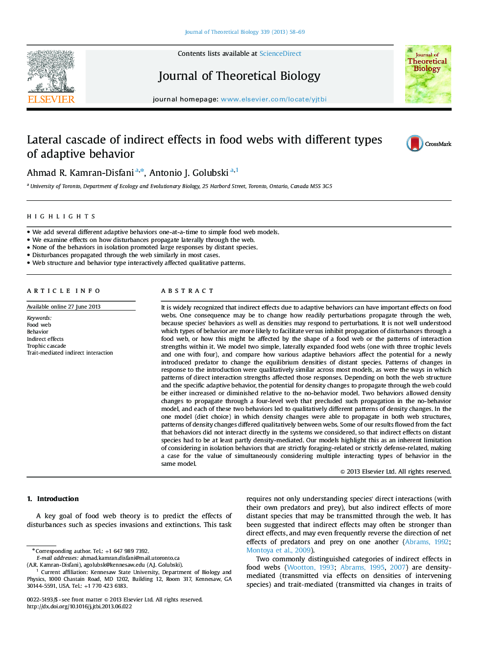 Lateral cascade of indirect effects in food webs with different types of adaptive behavior
