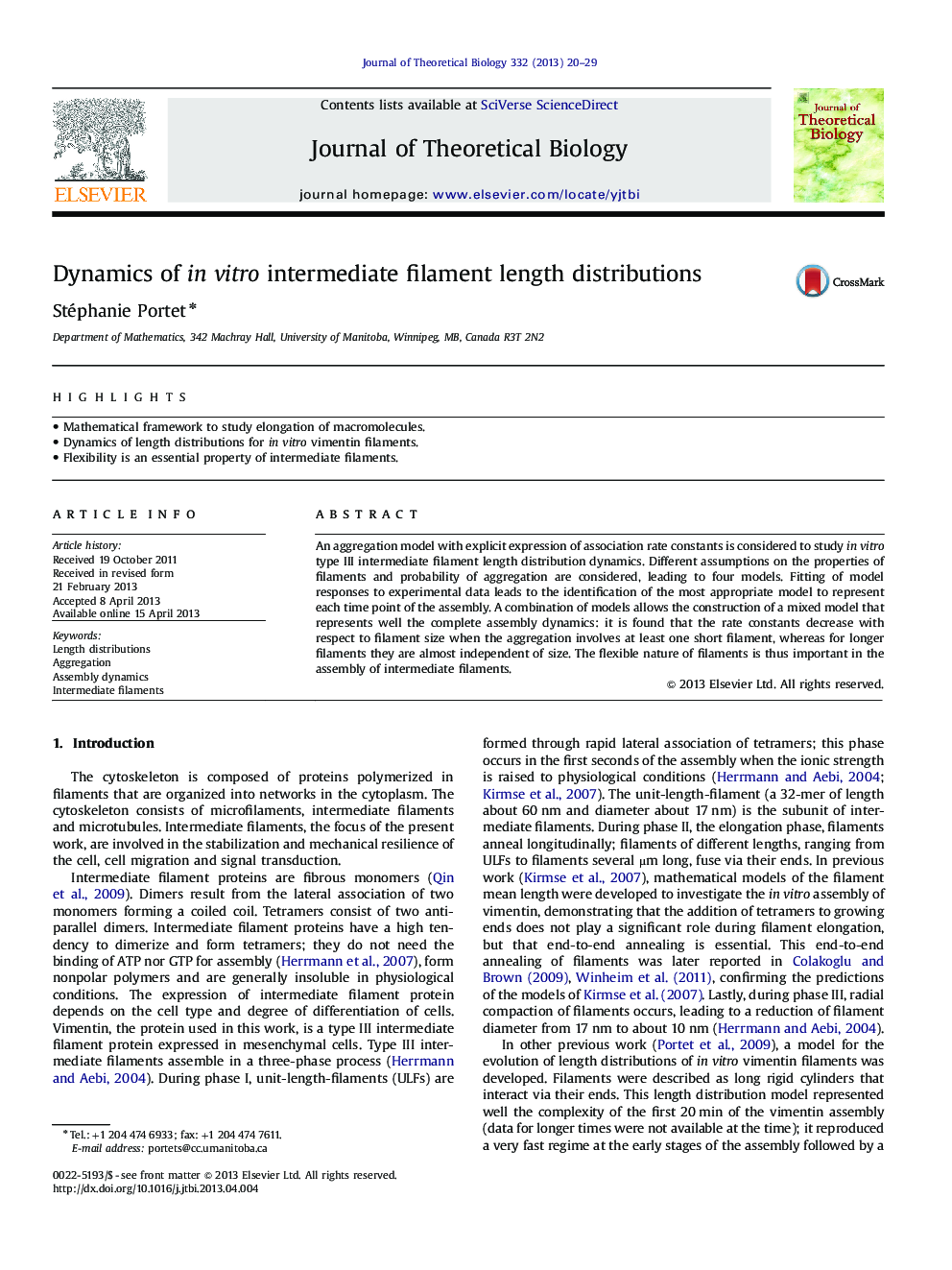 Dynamics of in vitro intermediate filament length distributions