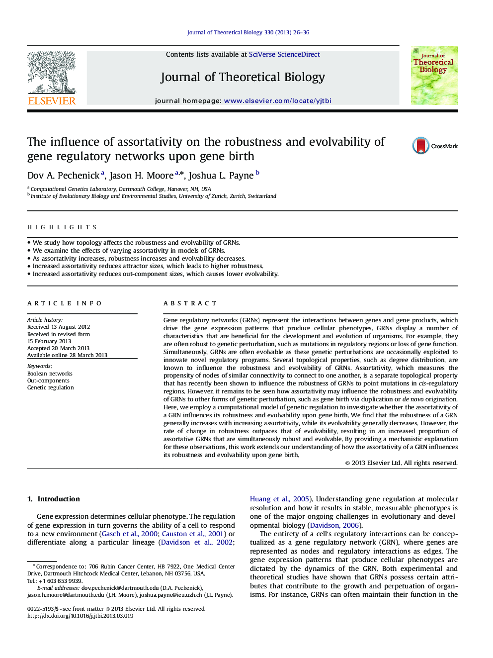 The influence of assortativity on the robustness and evolvability of gene regulatory networks upon gene birth