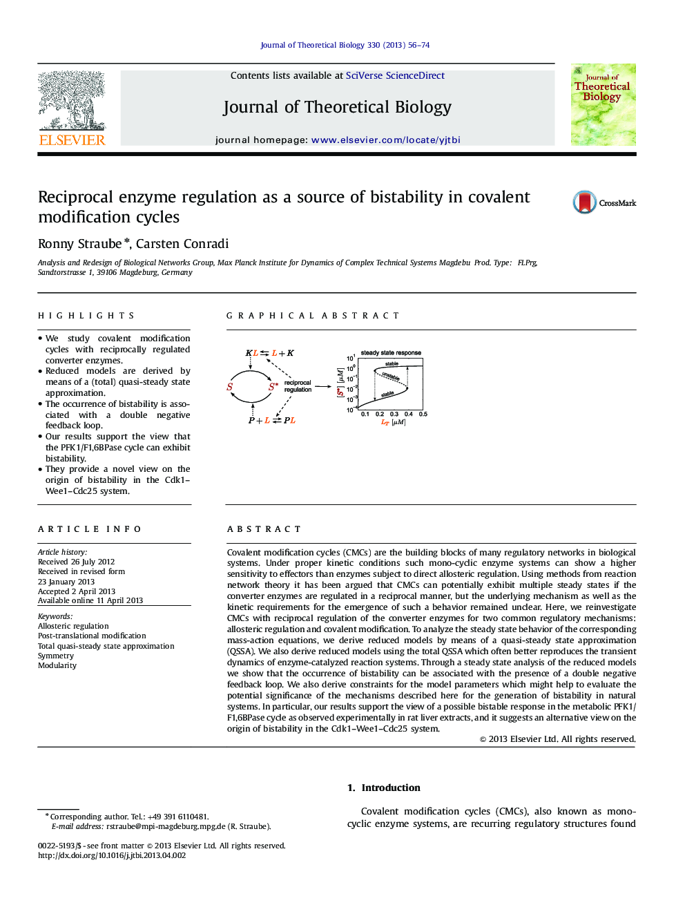 Reciprocal enzyme regulation as a source of bistability in covalent modification cycles