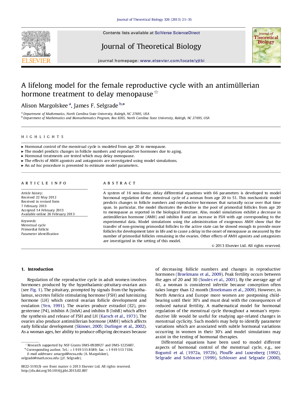 A lifelong model for the female reproductive cycle with an antimüllerian hormone treatment to delay menopause 