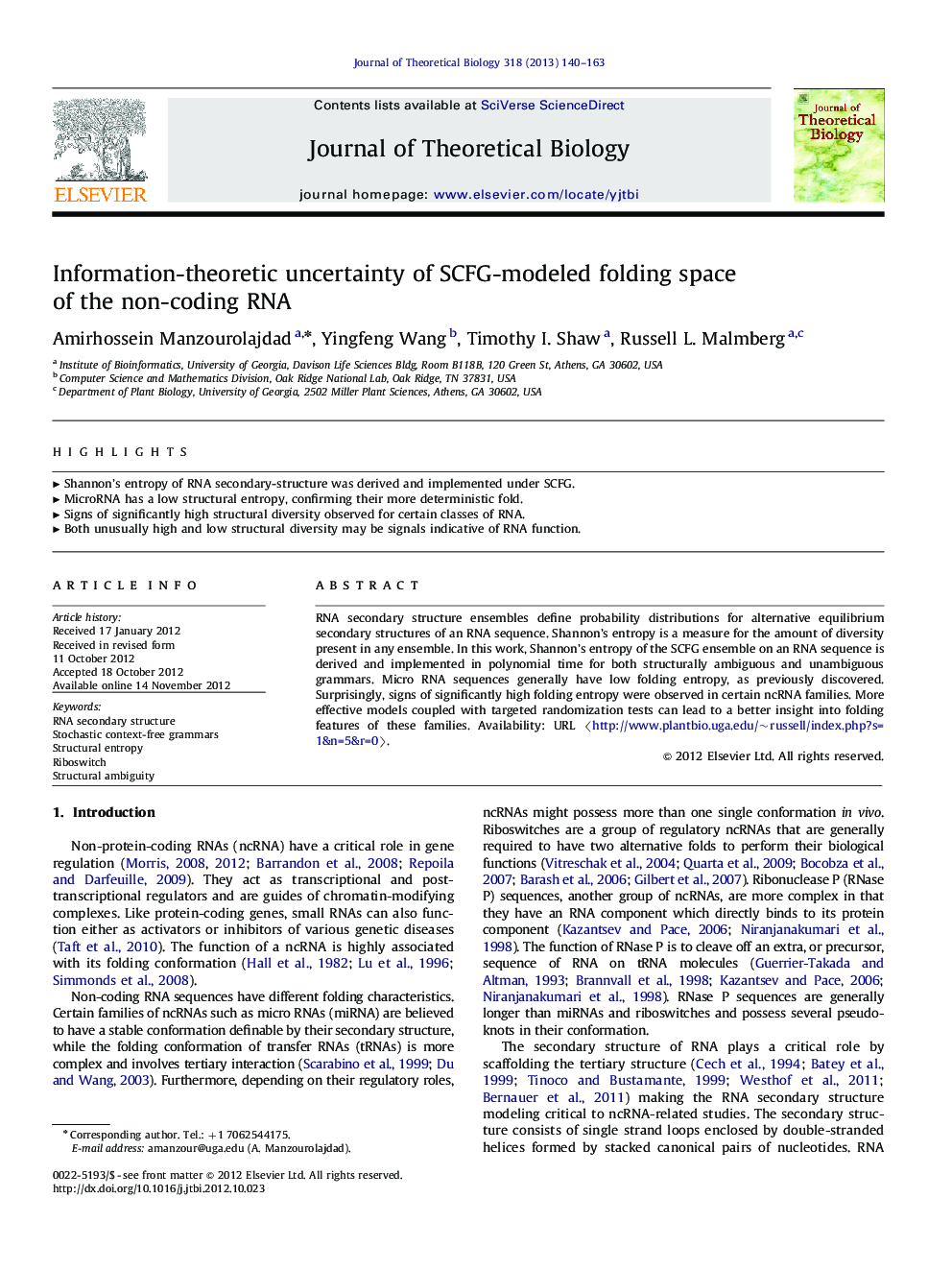 Information-theoretic uncertainty of SCFG-modeled folding space of the non-coding RNA