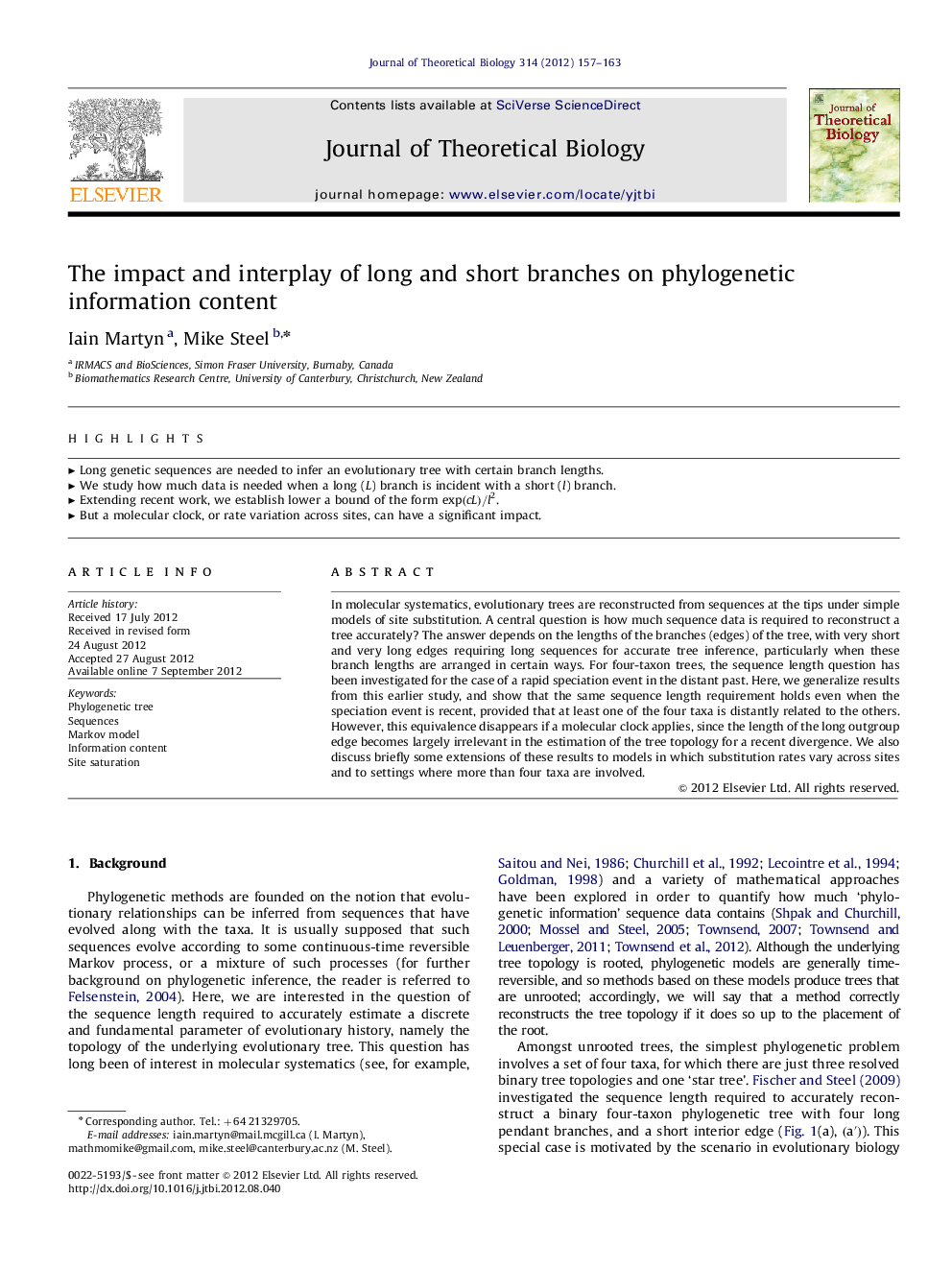 The impact and interplay of long and short branches on phylogenetic information content