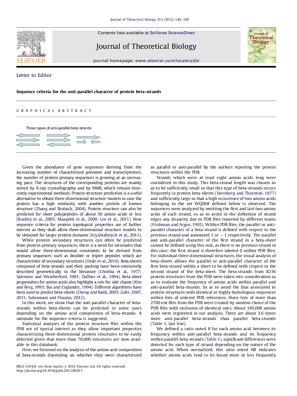 Sequence criteria for the anti-parallel character of protein beta-strands