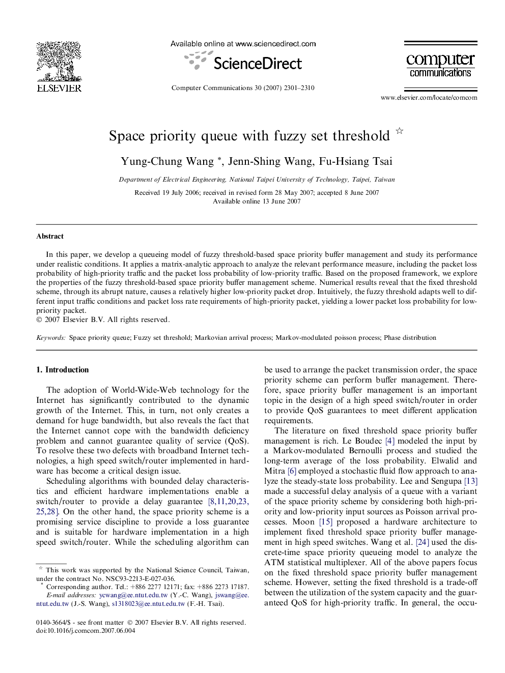 Space priority queue with fuzzy set threshold 