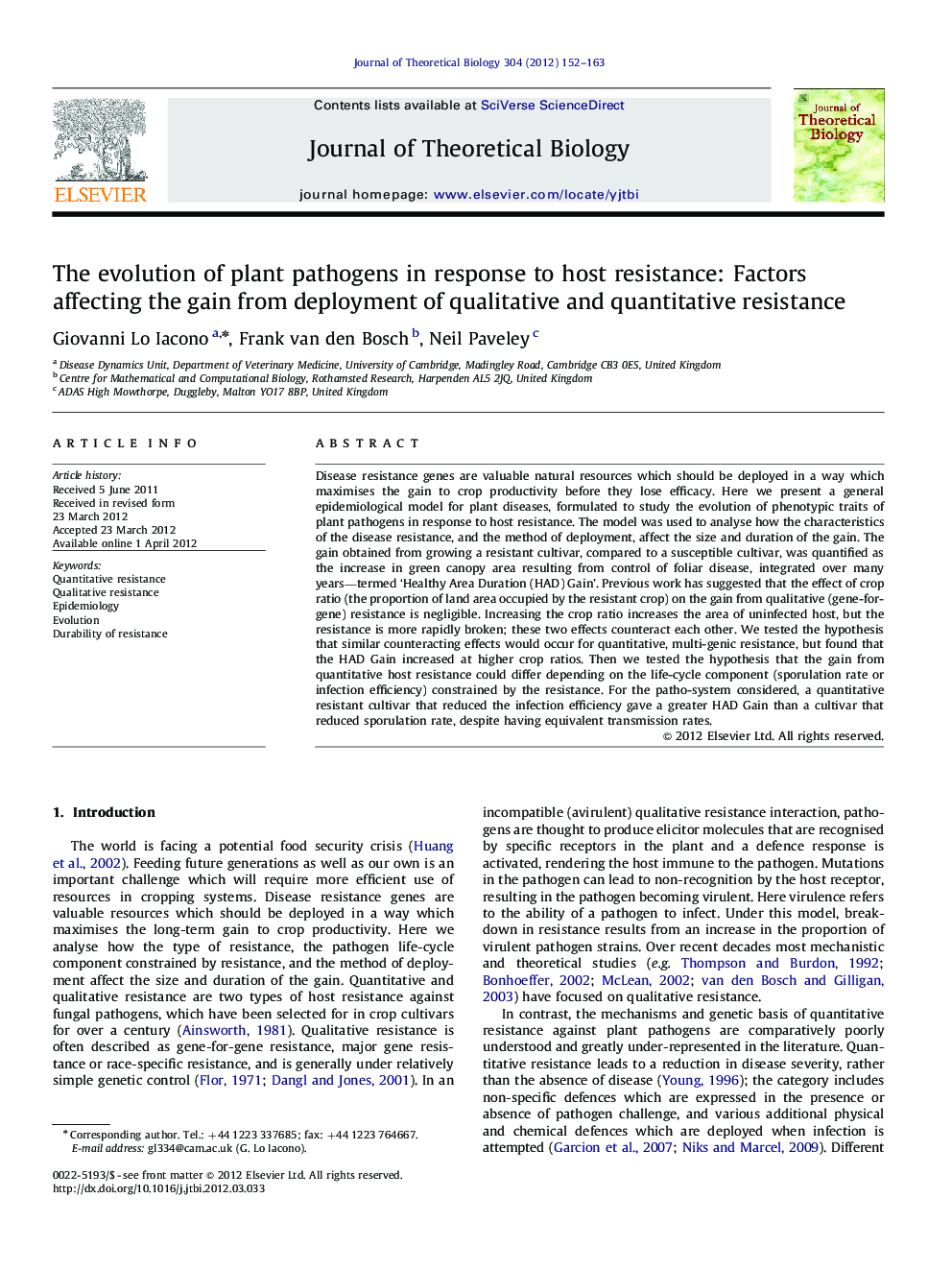 The evolution of plant pathogens in response to host resistance: Factors affecting the gain from deployment of qualitative and quantitative resistance