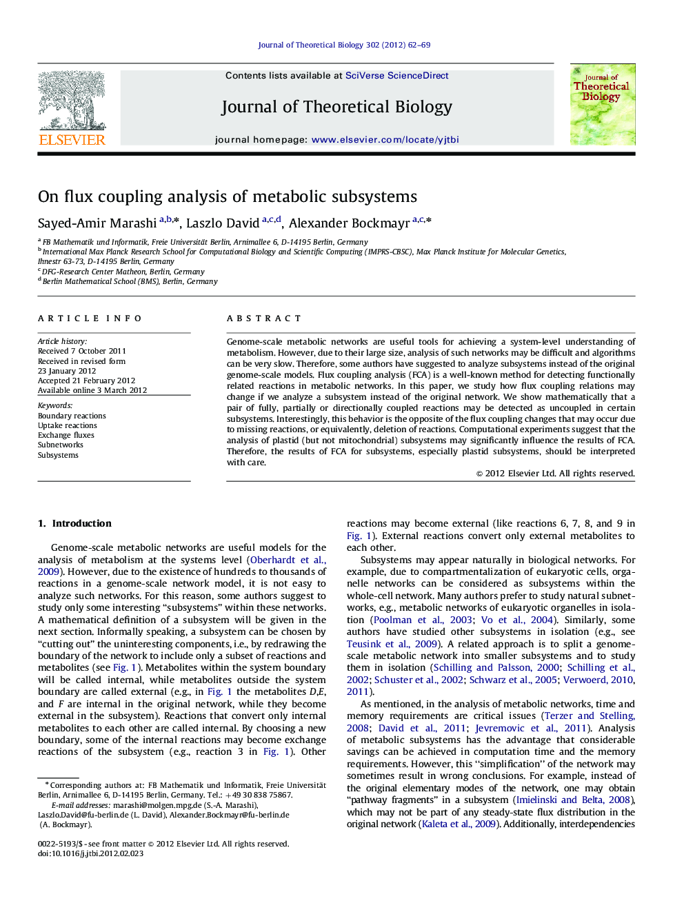 On flux coupling analysis of metabolic subsystems