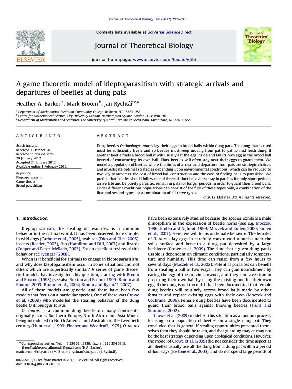 A game theoretic model of kleptoparasitism with strategic arrivals and departures of beetles at dung pats