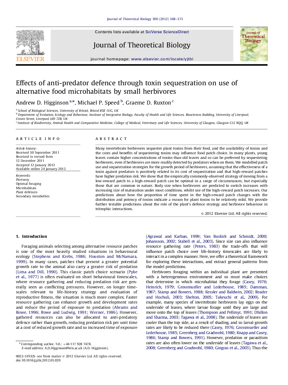 Effects of anti-predator defence through toxin sequestration on use of alternative food microhabitats by small herbivores