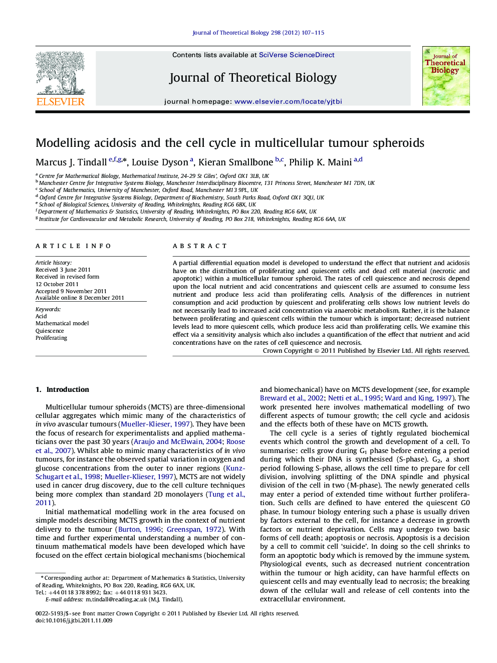 Modelling acidosis and the cell cycle in multicellular tumour spheroids