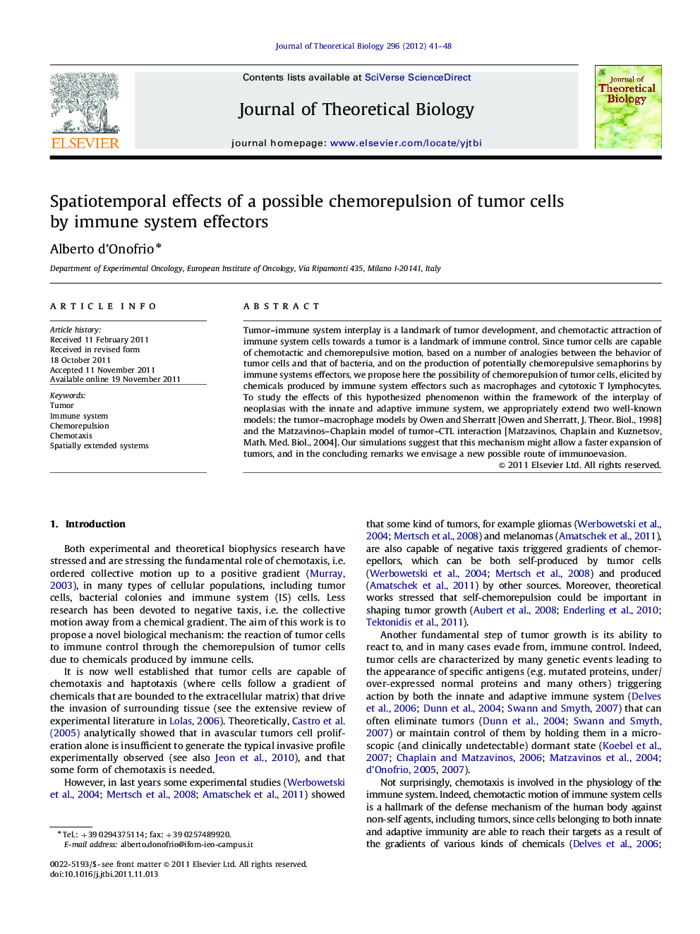 Spatiotemporal effects of a possible chemorepulsion of tumor cells by immune system effectors