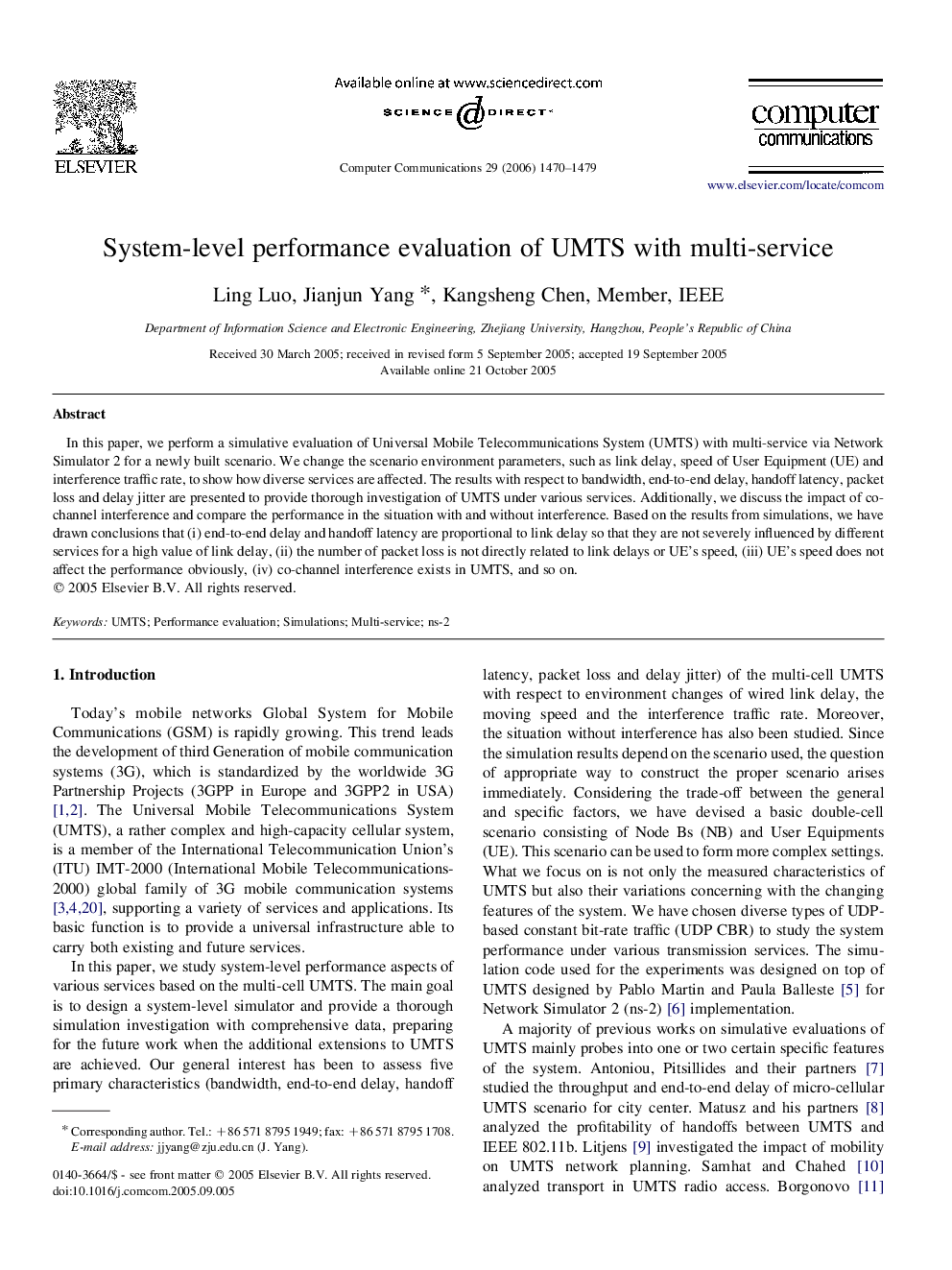 System-level performance evaluation of UMTS with multi-service