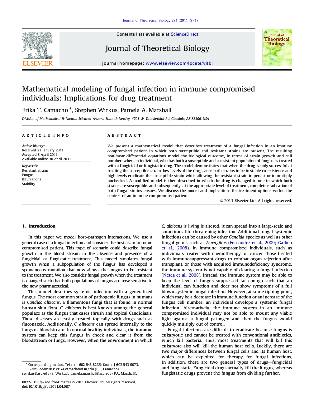 Mathematical modeling of fungal infection in immune compromised individuals: Implications for drug treatment