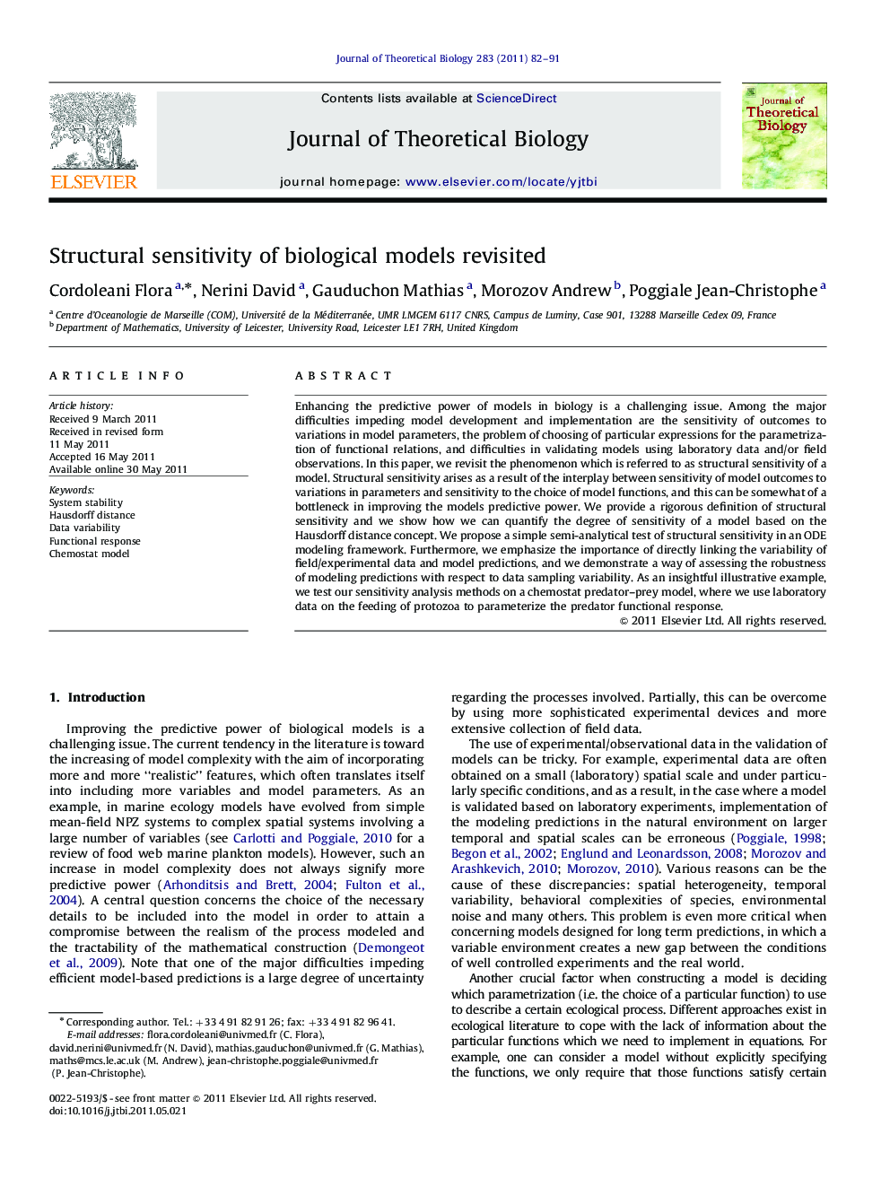 Structural sensitivity of biological models revisited