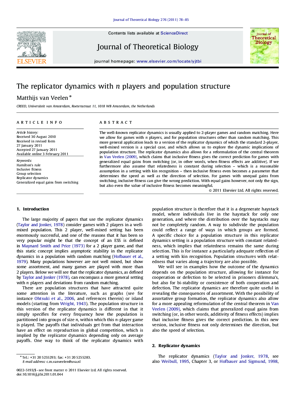 The replicator dynamics with n players and population structure