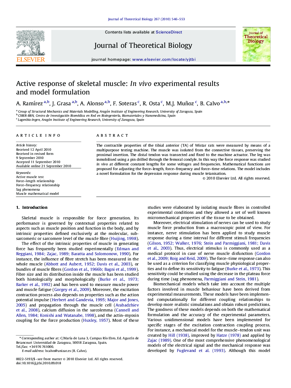 Active response of skeletal muscle: In vivo experimental results and model formulation