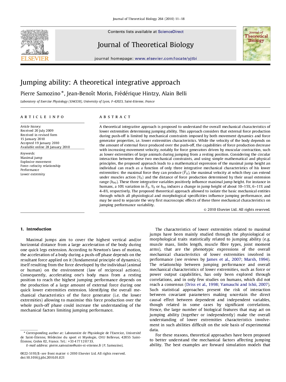 Jumping ability: A theoretical integrative approach