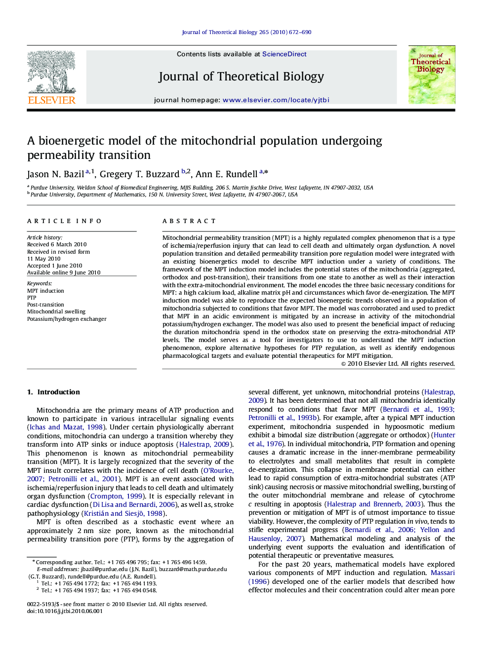 A bioenergetic model of the mitochondrial population undergoing permeability transition