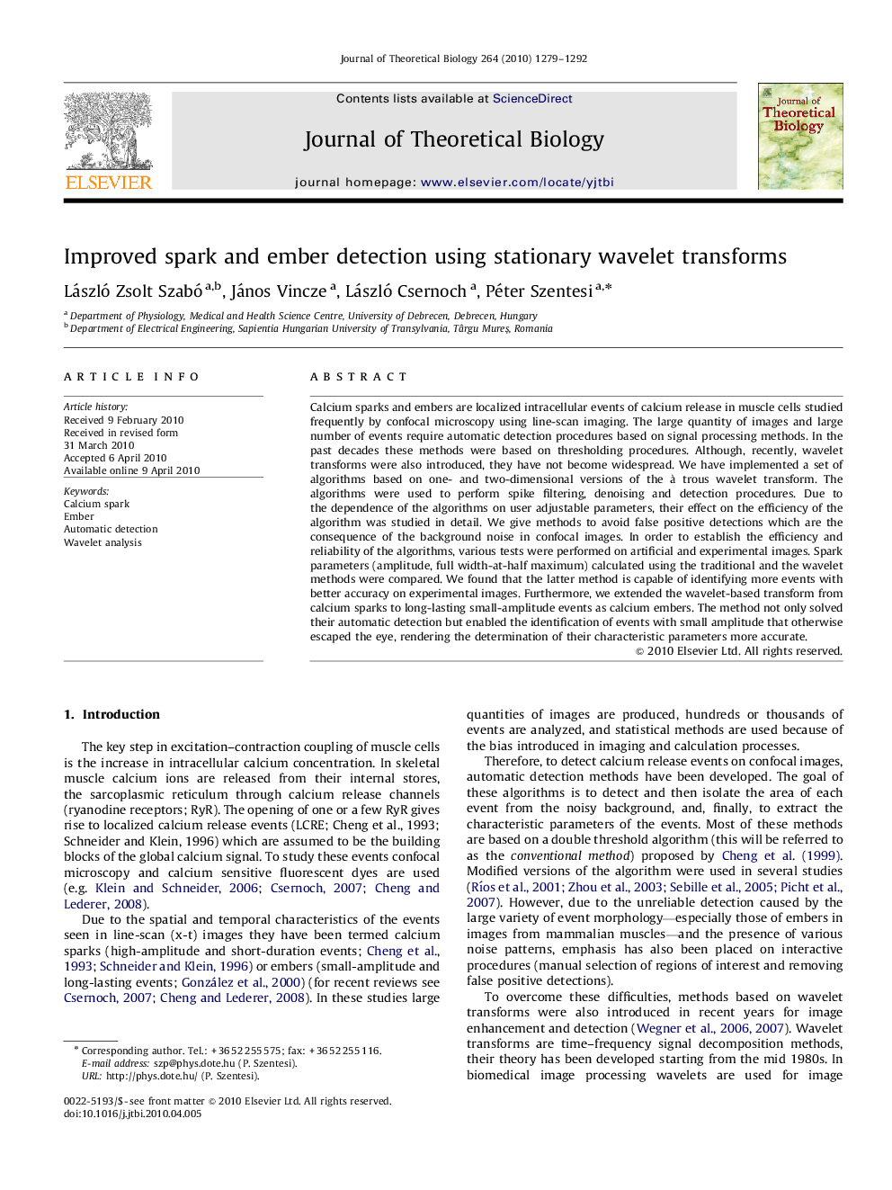 Improved spark and ember detection using stationary wavelet transforms