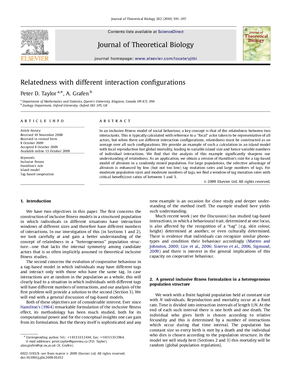 Relatedness with different interaction configurations