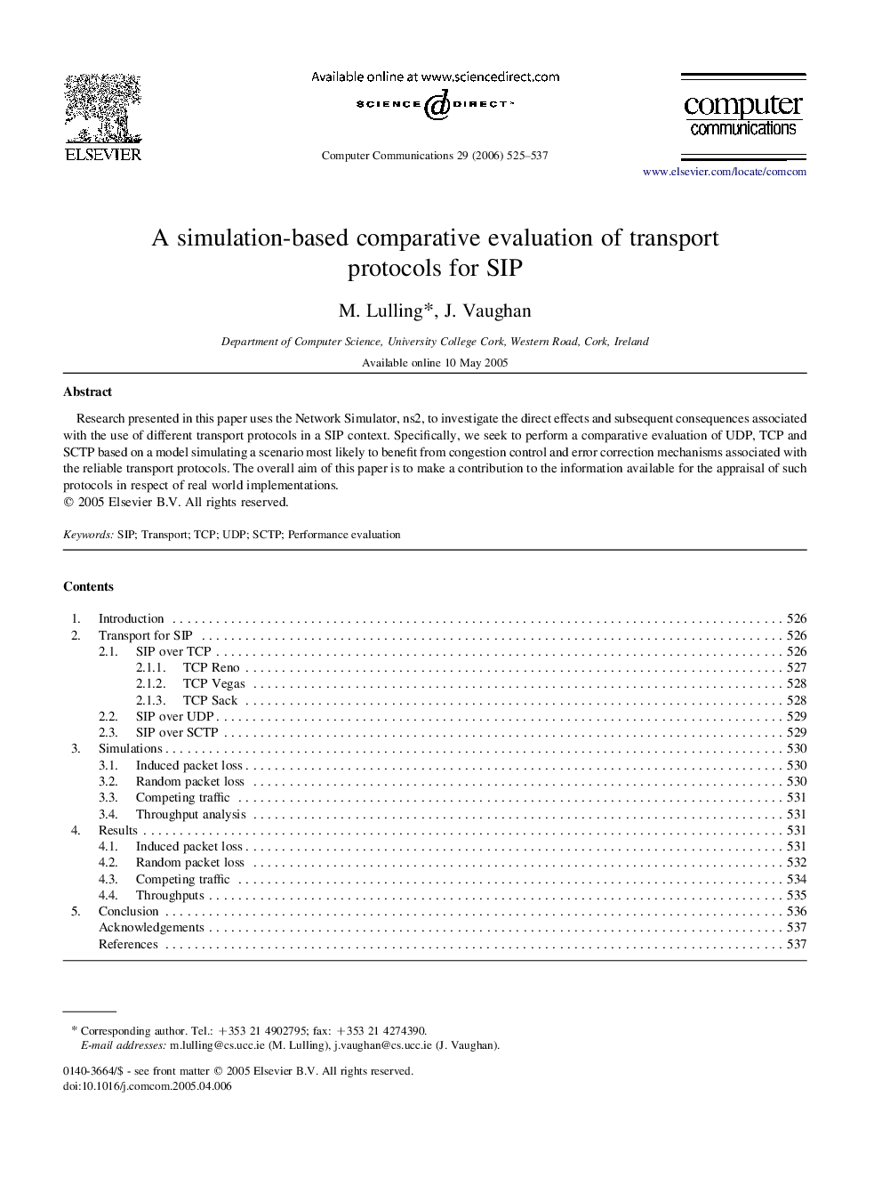 A simulation-based comparative evaluation of transport protocols for SIP