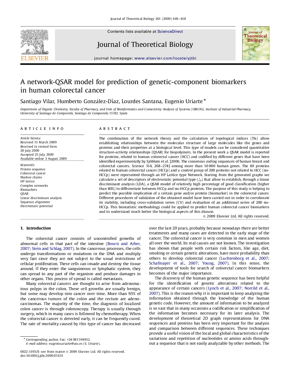 A network-QSAR model for prediction of genetic-component biomarkers in human colorectal cancer