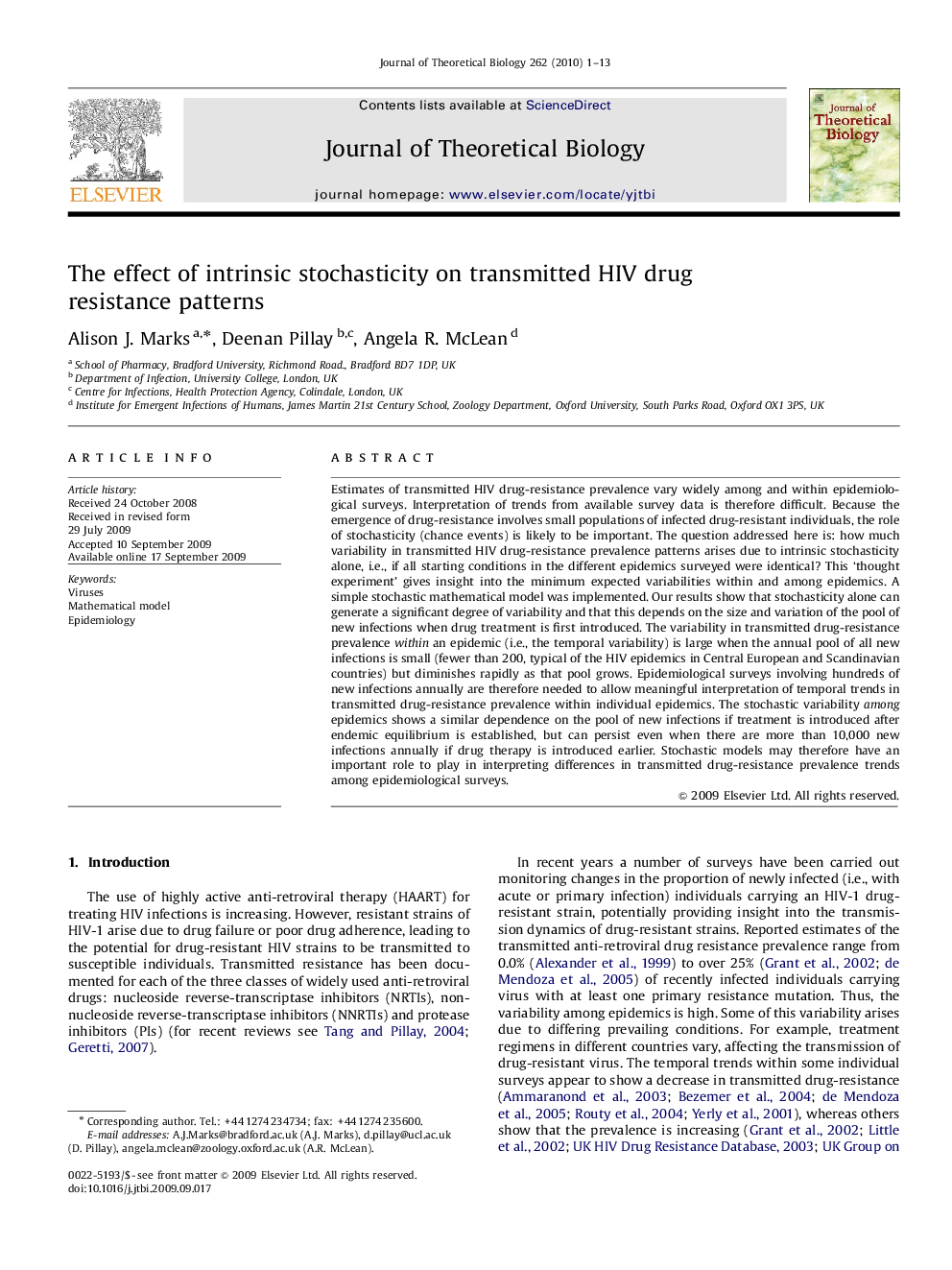 The effect of intrinsic stochasticity on transmitted HIV drug resistance patterns