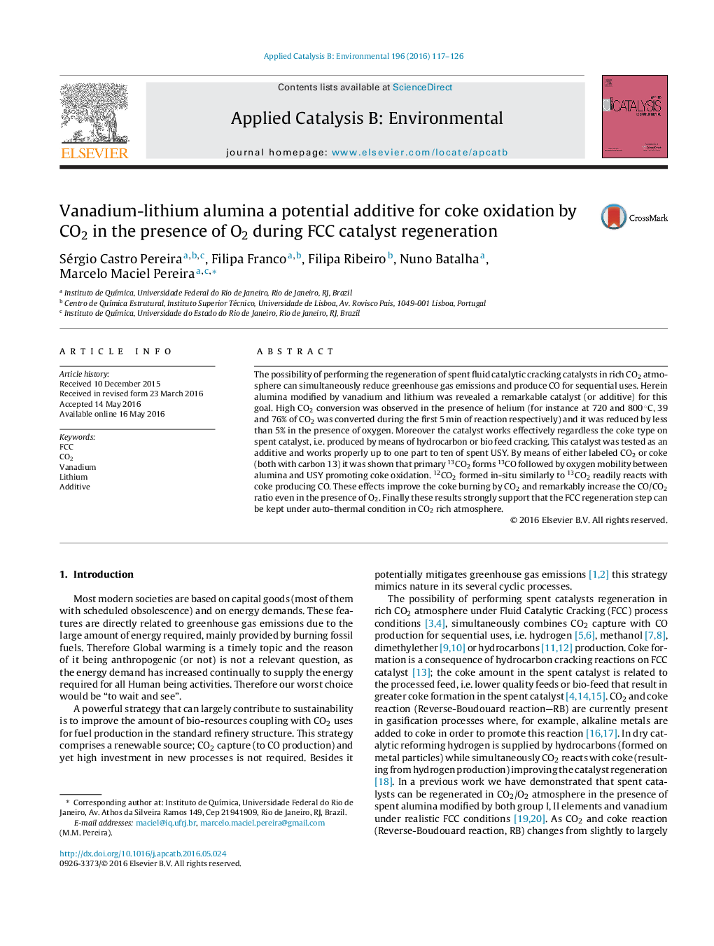 Vanadium-lithium alumina a potential additive for coke oxidation by CO2 in the presence of O2 during FCC catalyst regeneration